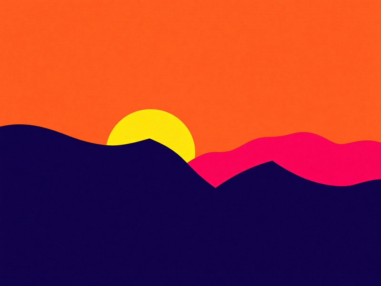 Warm editorial illustration of a Colorado sunset